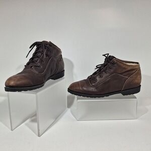 Eddie Bauer Women's Brown Leather Lace Up Ankle Boots Size 8 M Fur Lined Canada